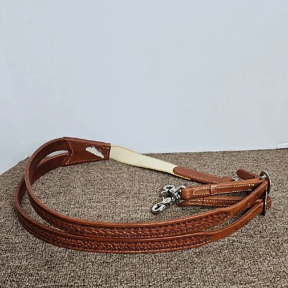 Hunn Saddlery Maker Quality Leather Suspenders Sz Med Adjustable Silver Hardware - Picture 1 of 10